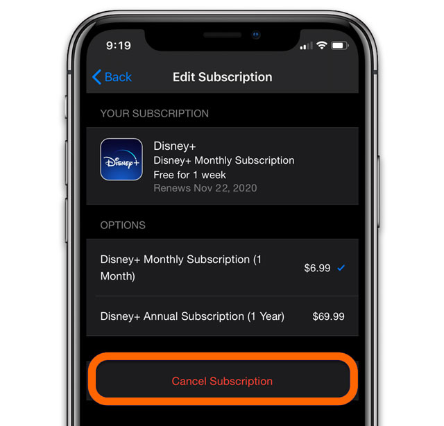 Cancel Subscription on iPhone for Disney or Disney Plus
