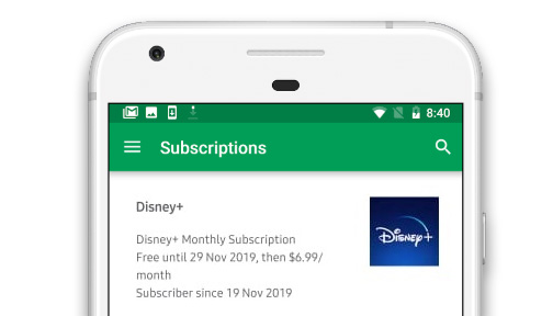Disney subscription on Android