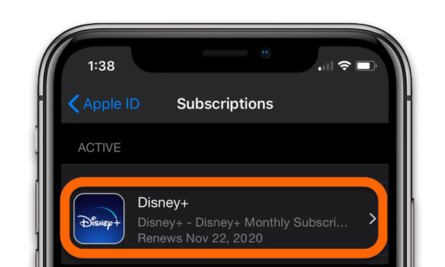 DisneyPlus subscription on iPhone