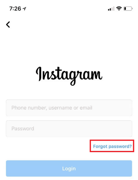 Instagram forgot password