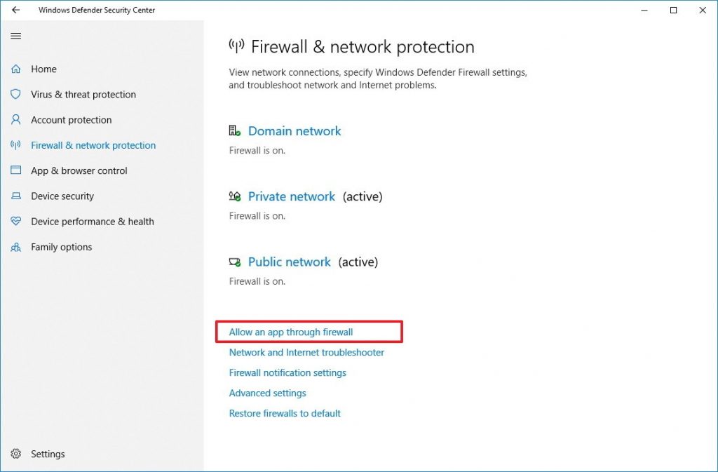 allow an app run through windows firewall