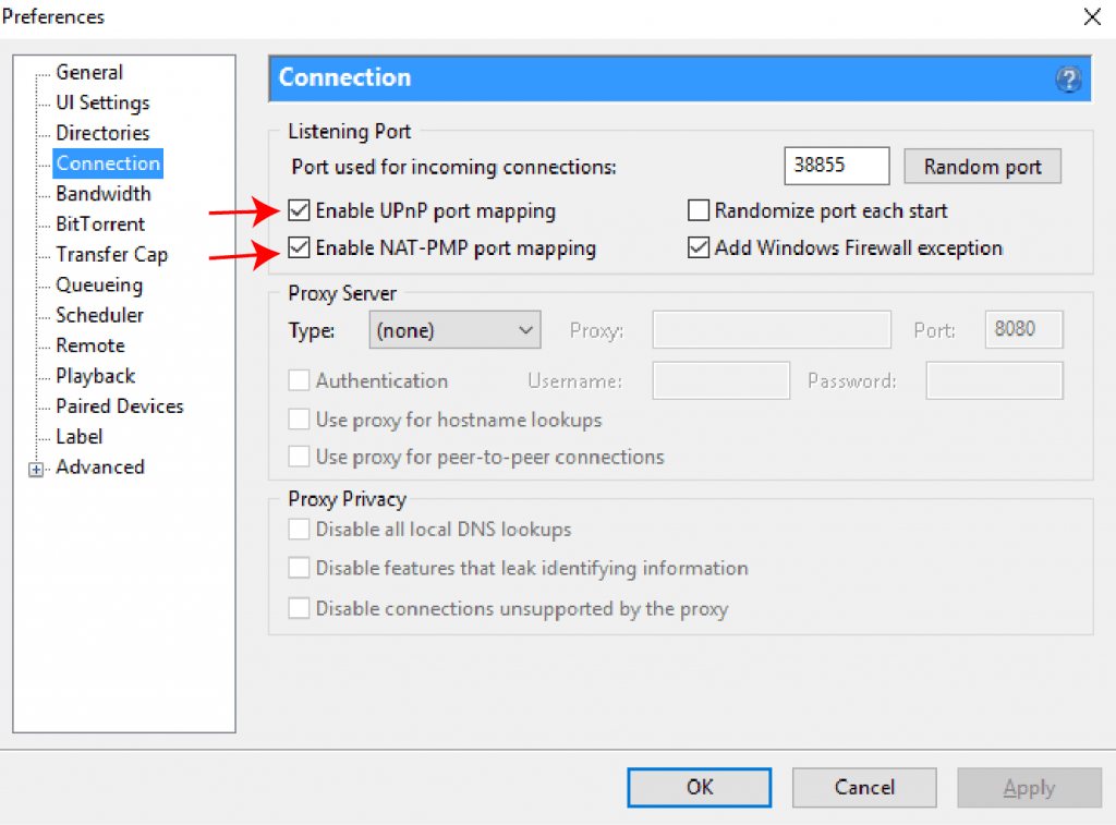 change port settings in utorrent