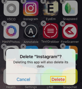 uninstall instagram on iphone