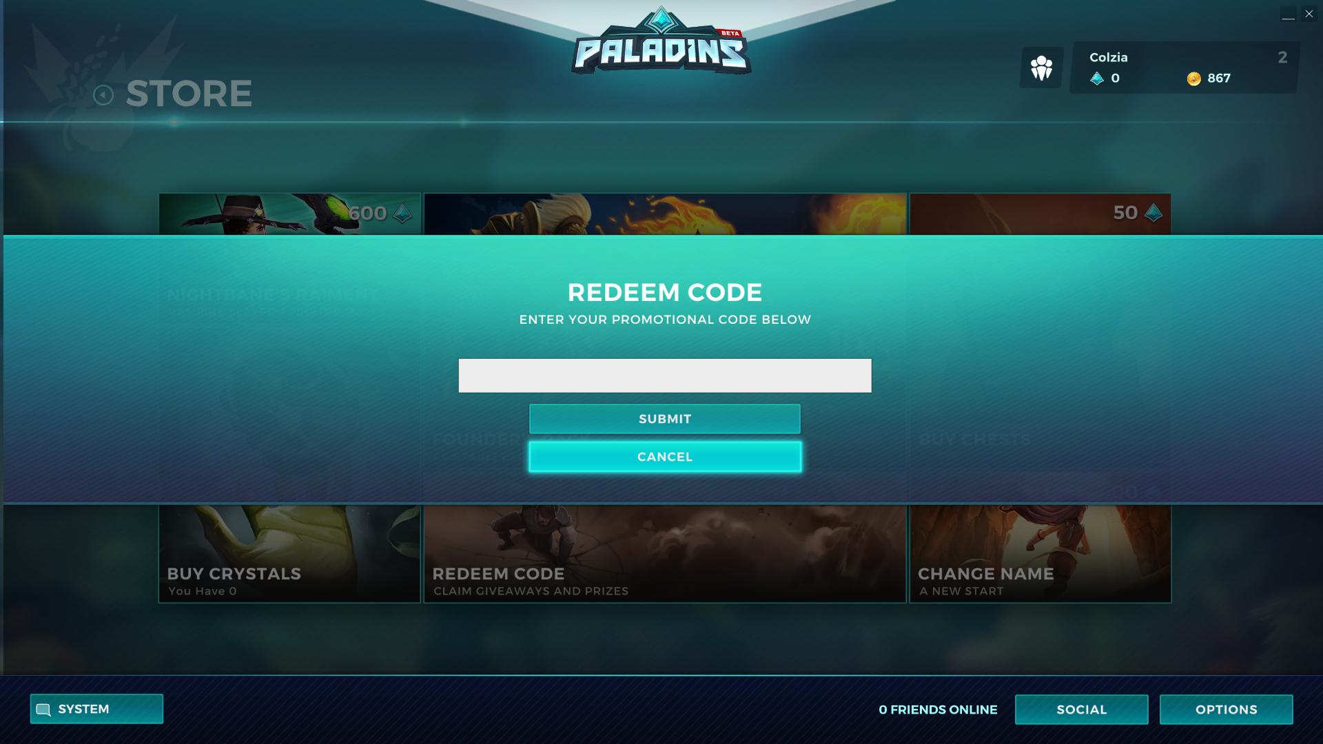 Redeem code