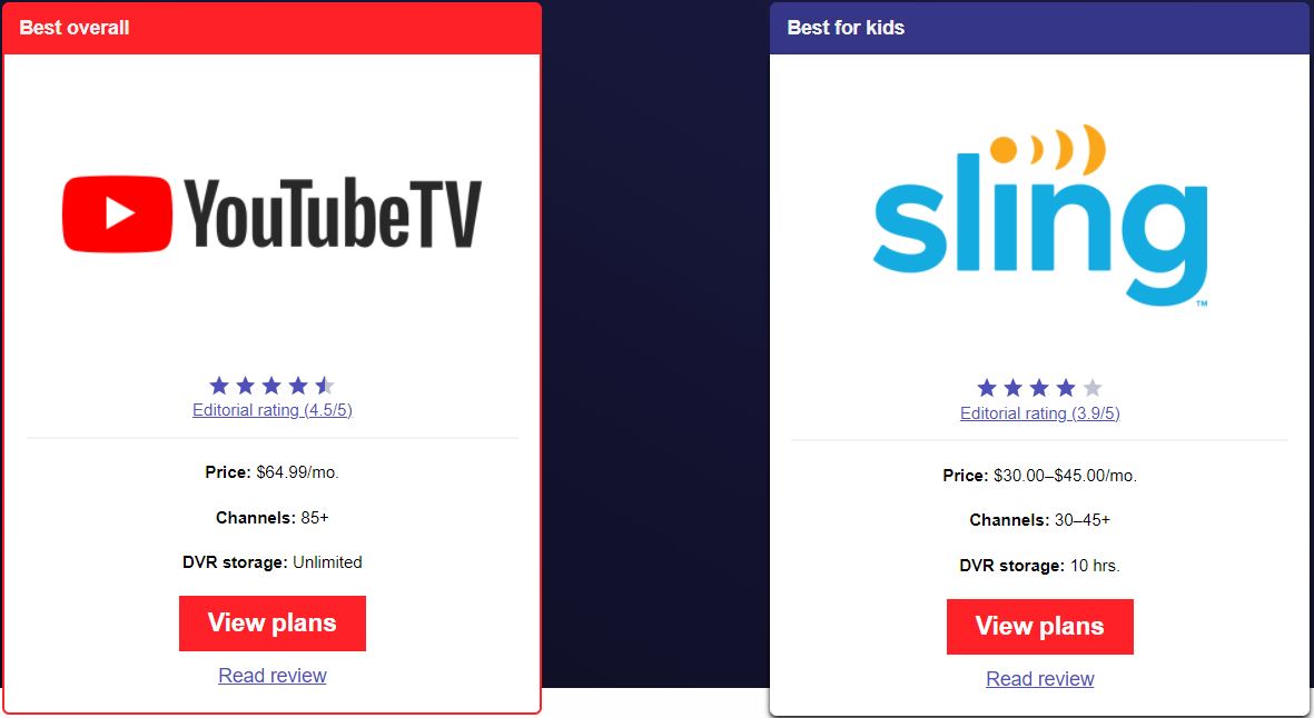 Youtube TV vs Sling TV