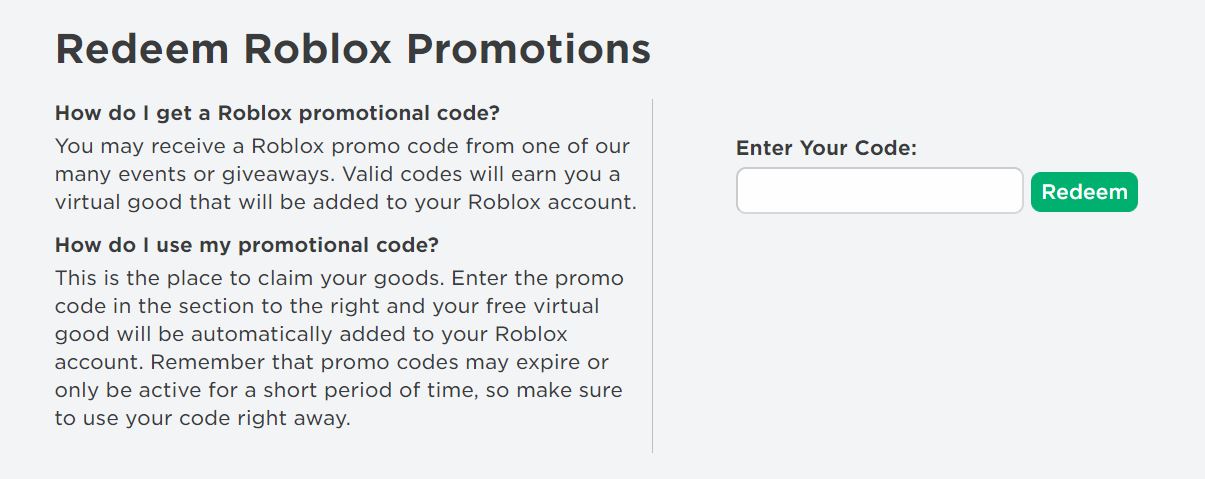 Roblox Promo Codes