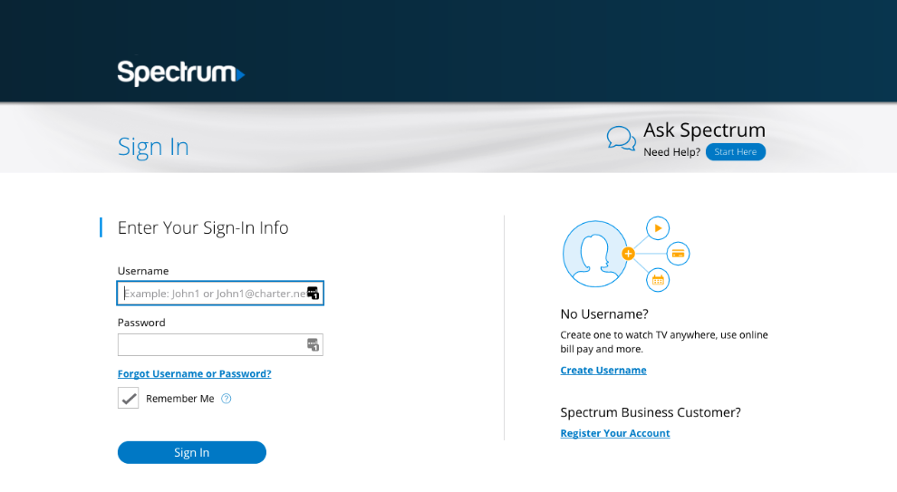 Spectrum.net-login-page